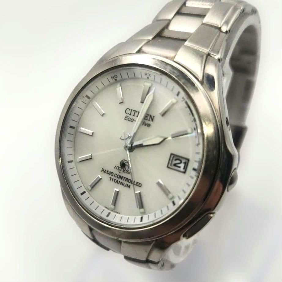Citizen Attesa H410-T003788 Eco-Drive Radio White Dial Titanium Watch Japan