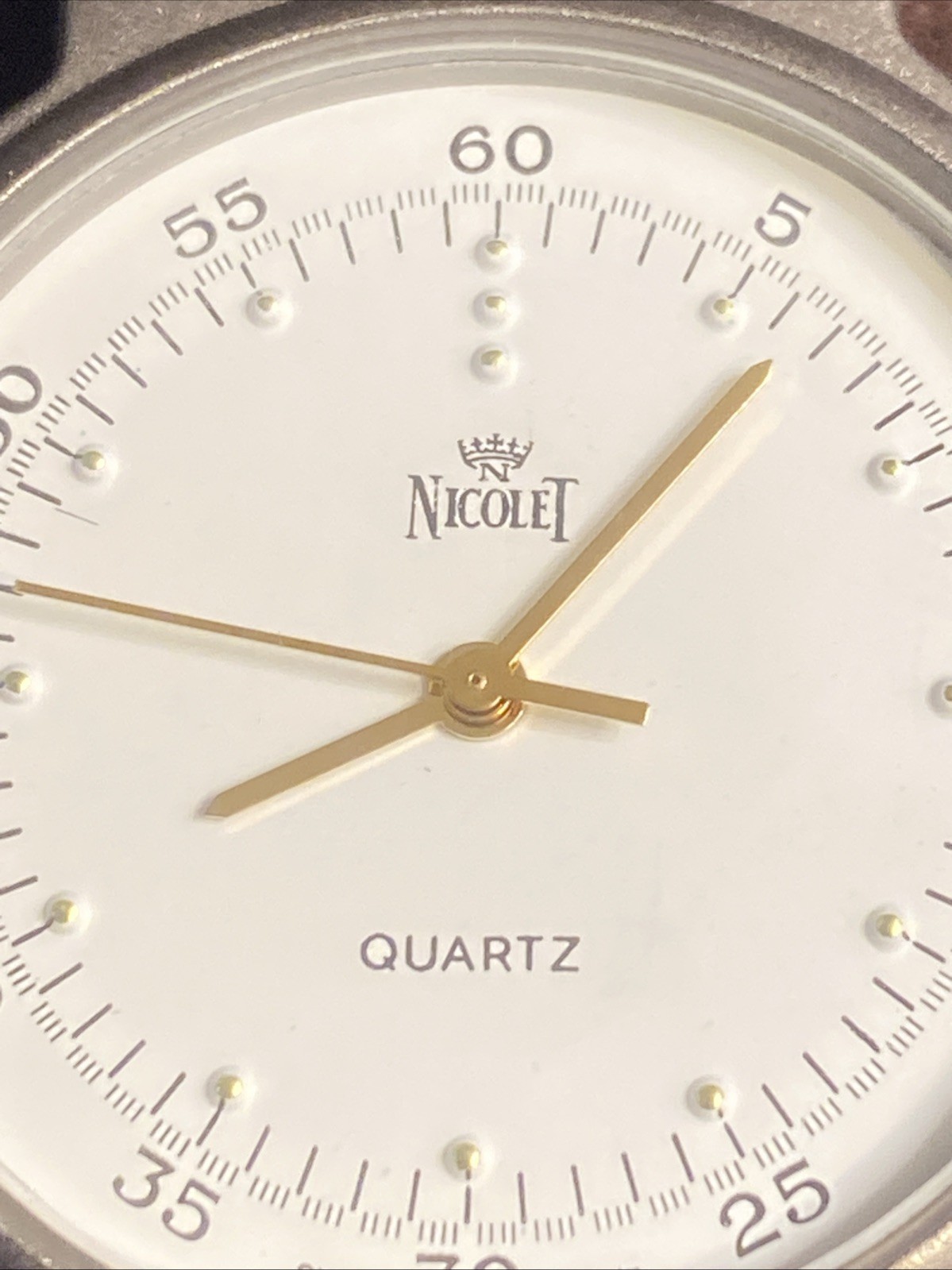 Mens Nicolet Swiss made wristwatch sapphire crystal New Battery Men’s With Box
