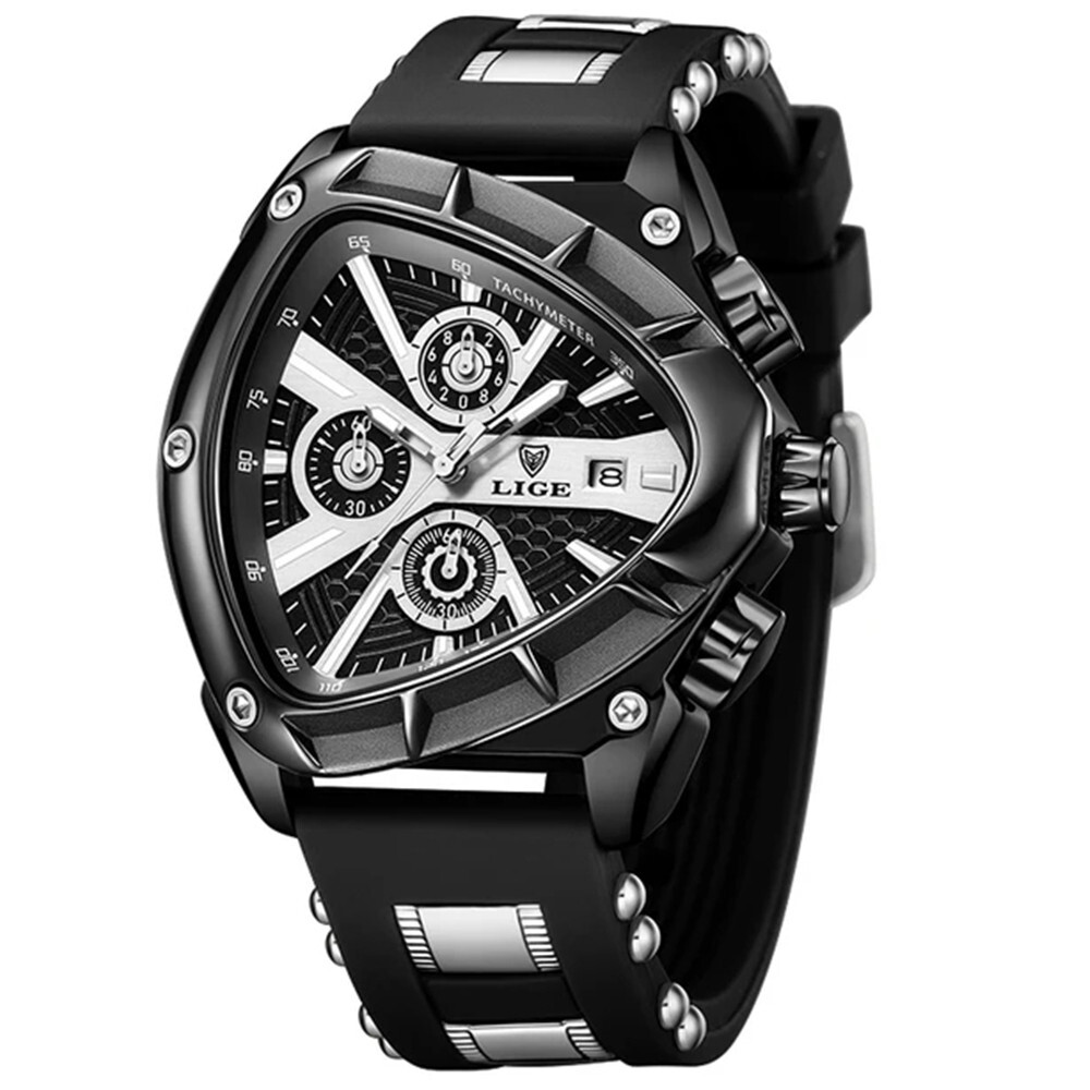 LIGE Men Watch Irregular Triangle Wristwatch Boy Sport Watch Male Silicone Watch