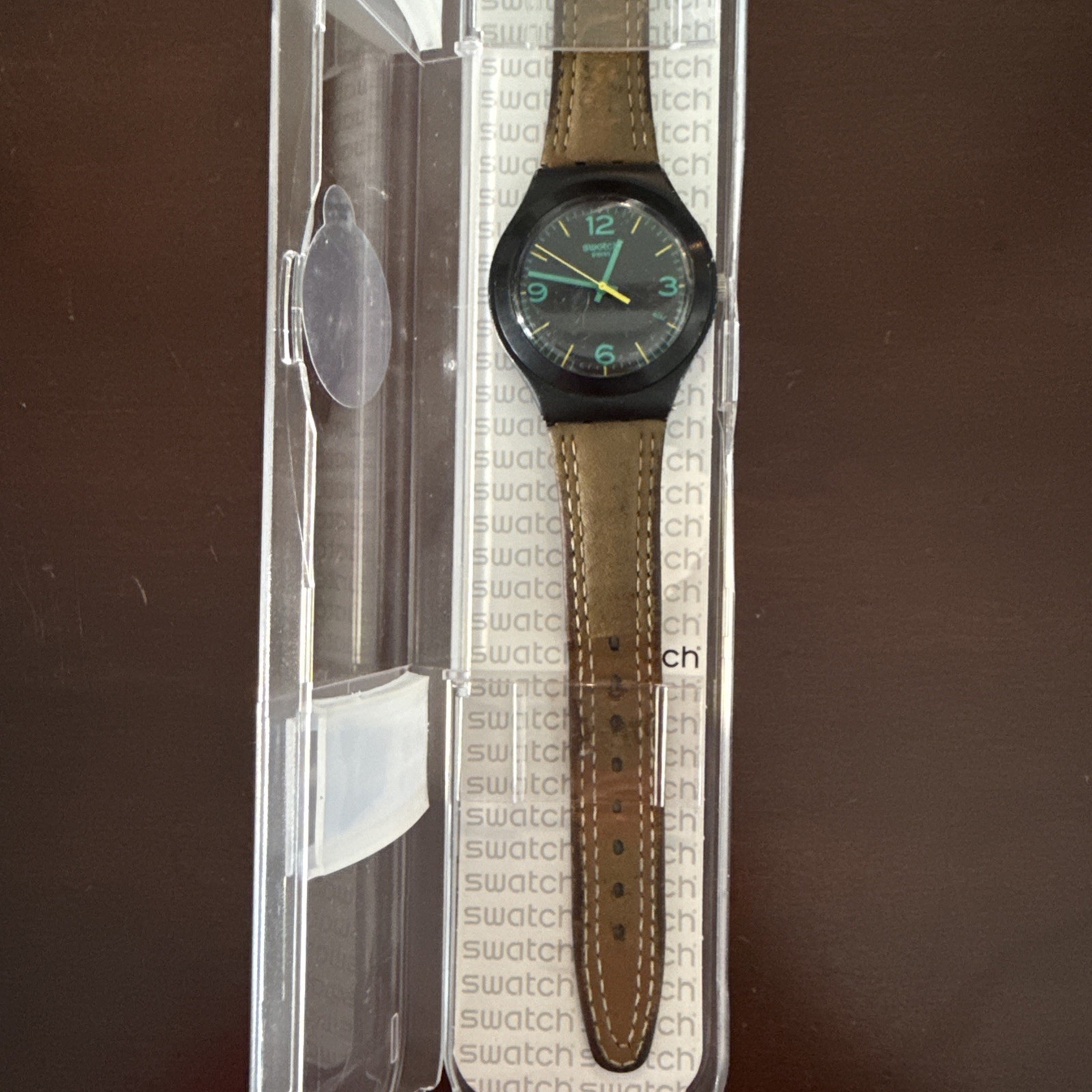 Swatch Green Drops YGB4003 Irony Big 37mm Aluminium Leather