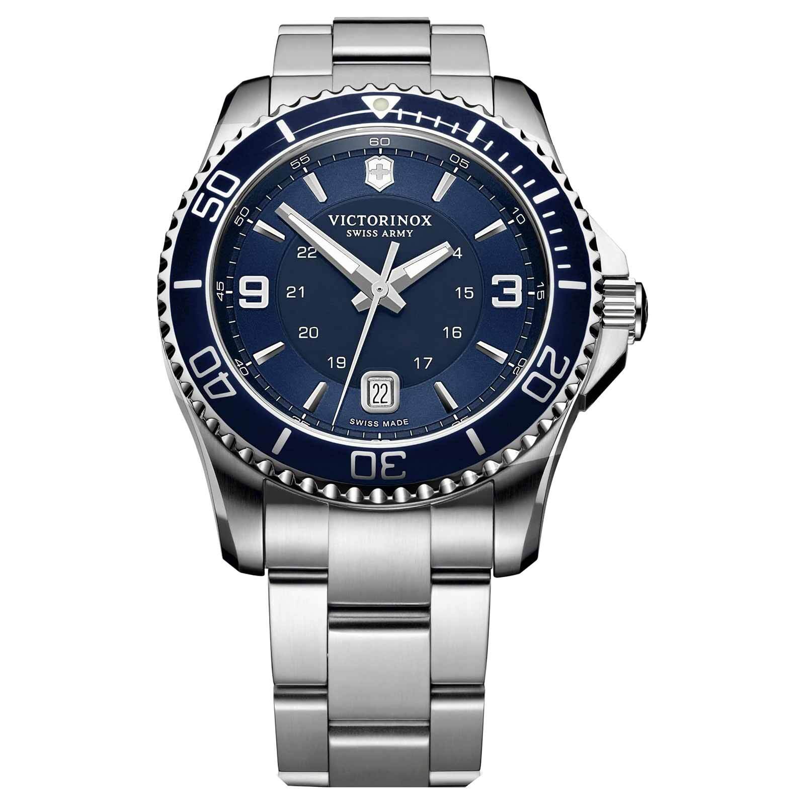 Victorinox Swiss Army Men’s Maverick Navy Blue Dial Steel Bracelet Watch 241602