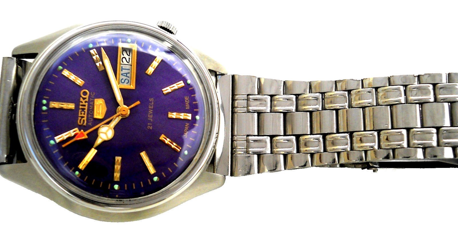Vintage Seiko 7009 Automatic-Aftermarket Dial Purple Sunburst Men watch Japan