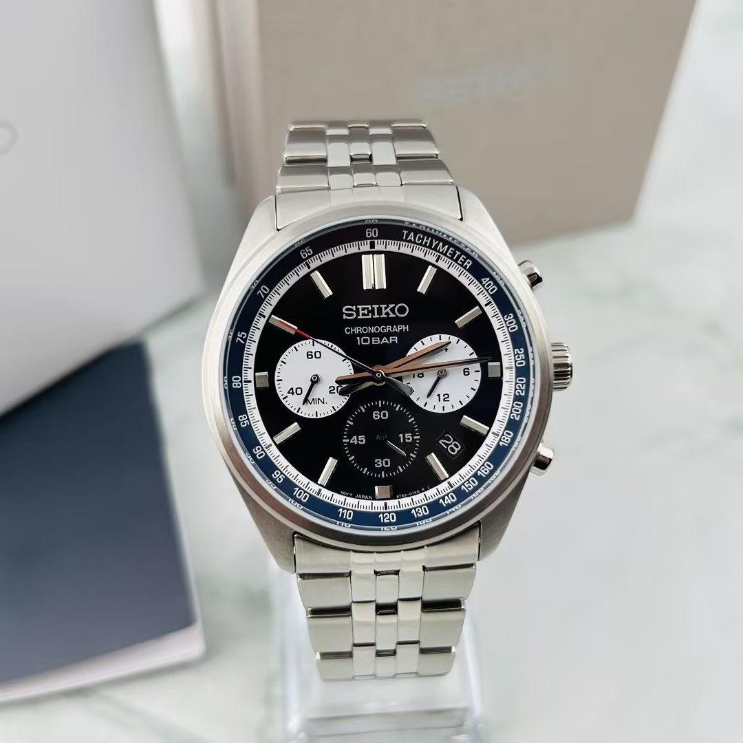 Seiko Essentials Men’s SSB427 Chronograph Quartz Watch Blue Dial 41.5mm New