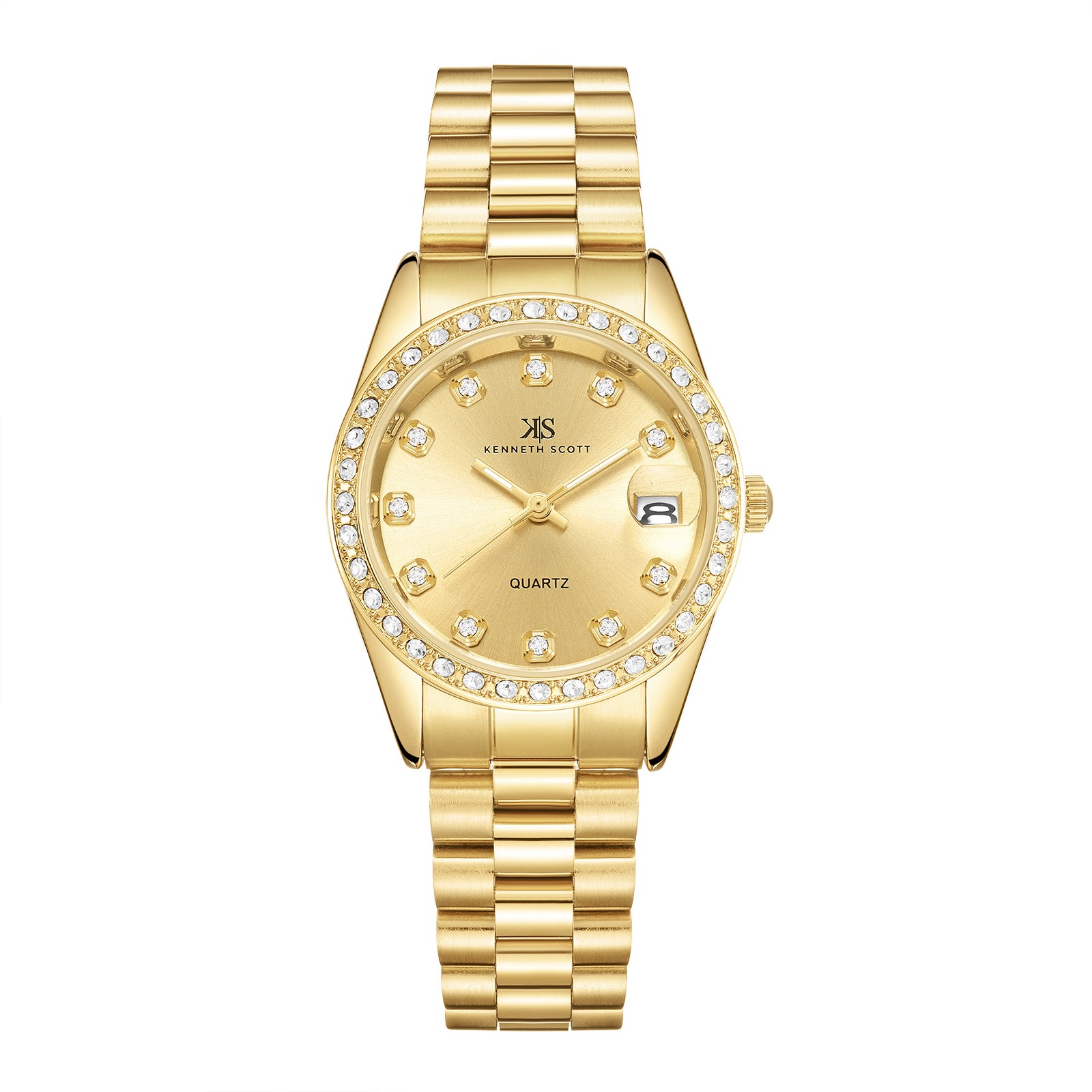 Kenneth Scott Women’s Analog Watch | Champagne Dial, 32mm, 30 m (3 ATM)