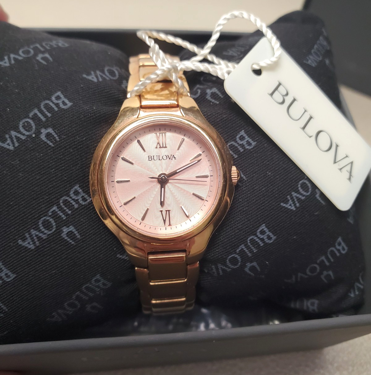 Bulova Classic Womens Watch 97L151 Rose Gold Dial Quartz Stainless EUC Works