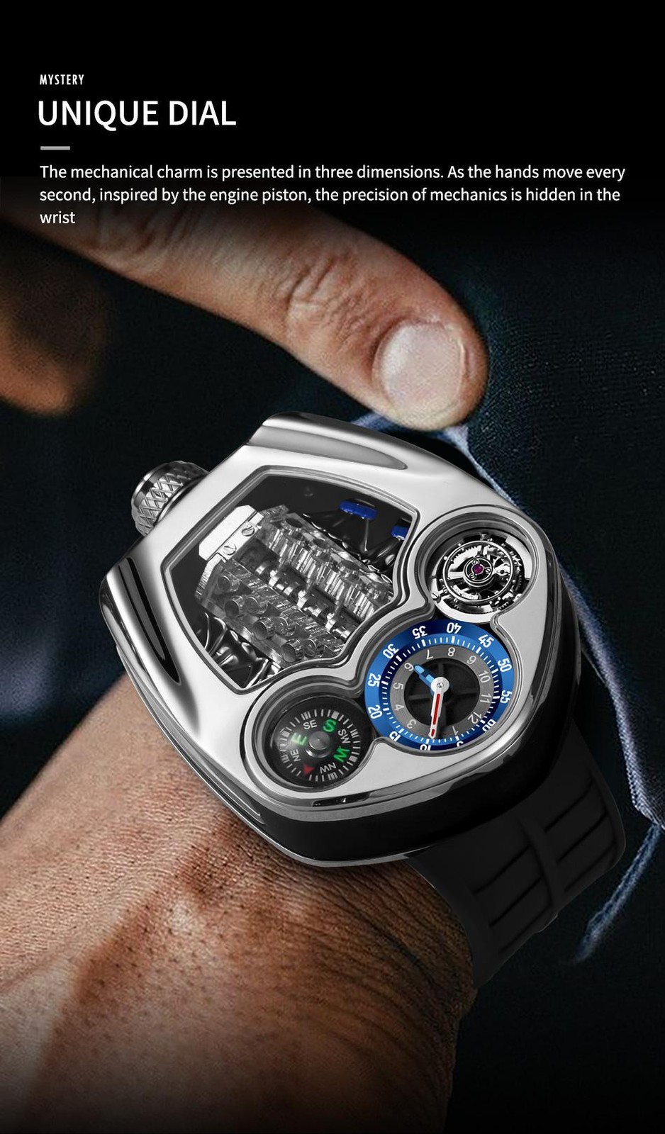Pindu Design New Engine Series Quartz Watch Men Top-luxurious Stainless Steel