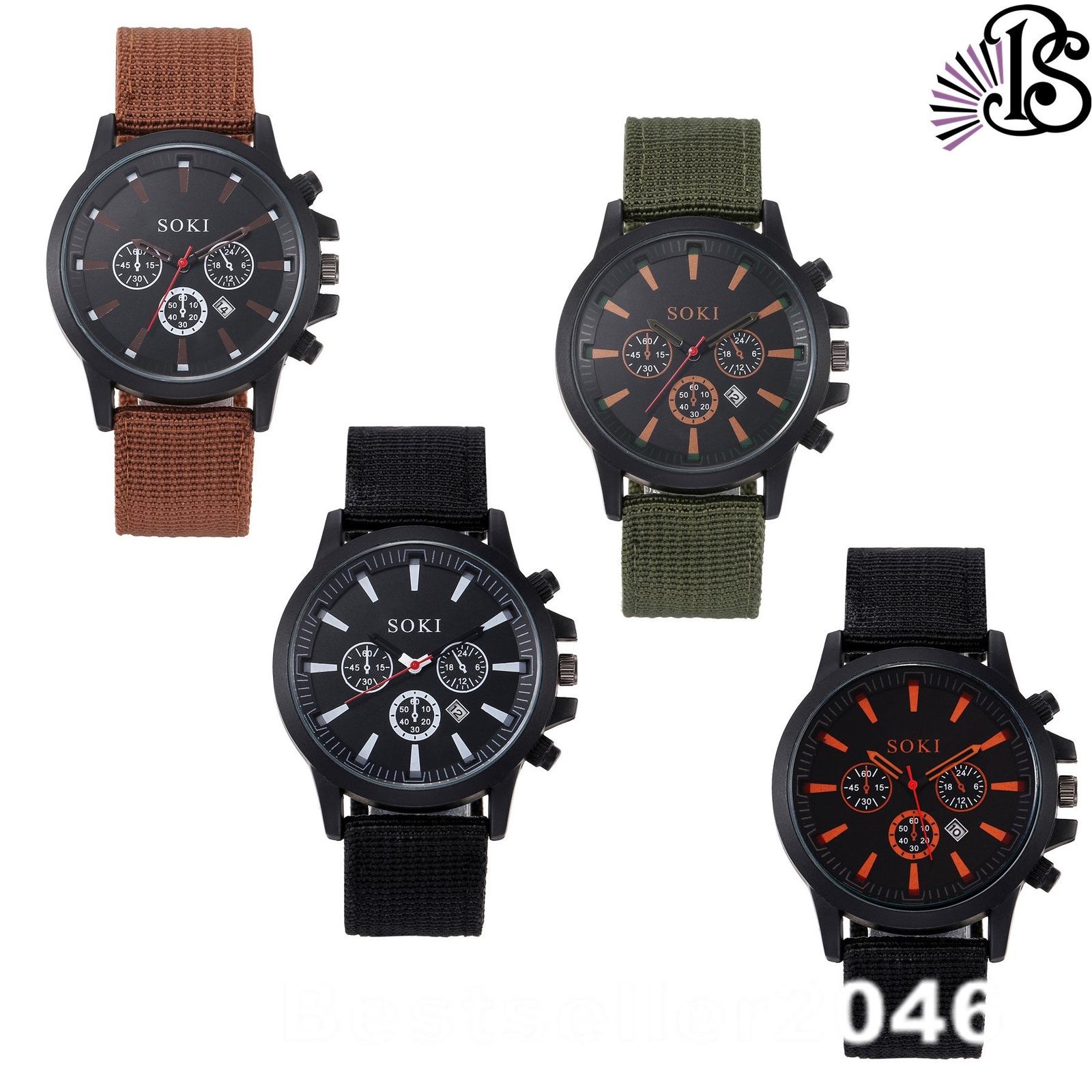 Mens Military Sport Quartz Date Watch Nylon Canvas Band Army Wrist Watches