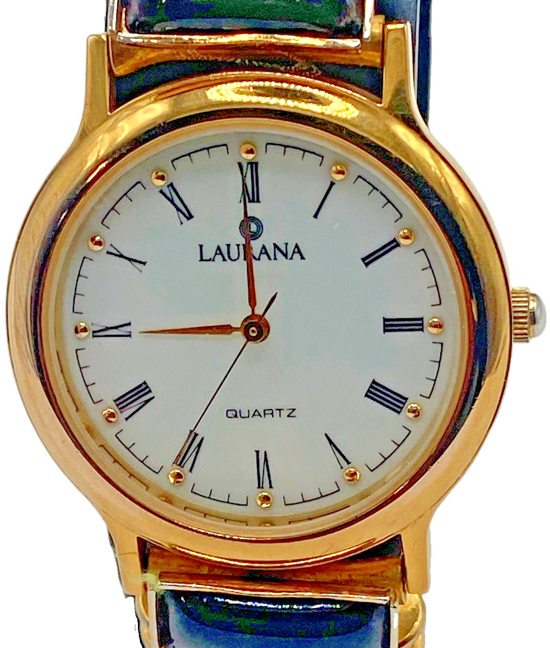 Laurana 32mm italian designer Ladies watch Black Enamel & Gold Plate accents VTG