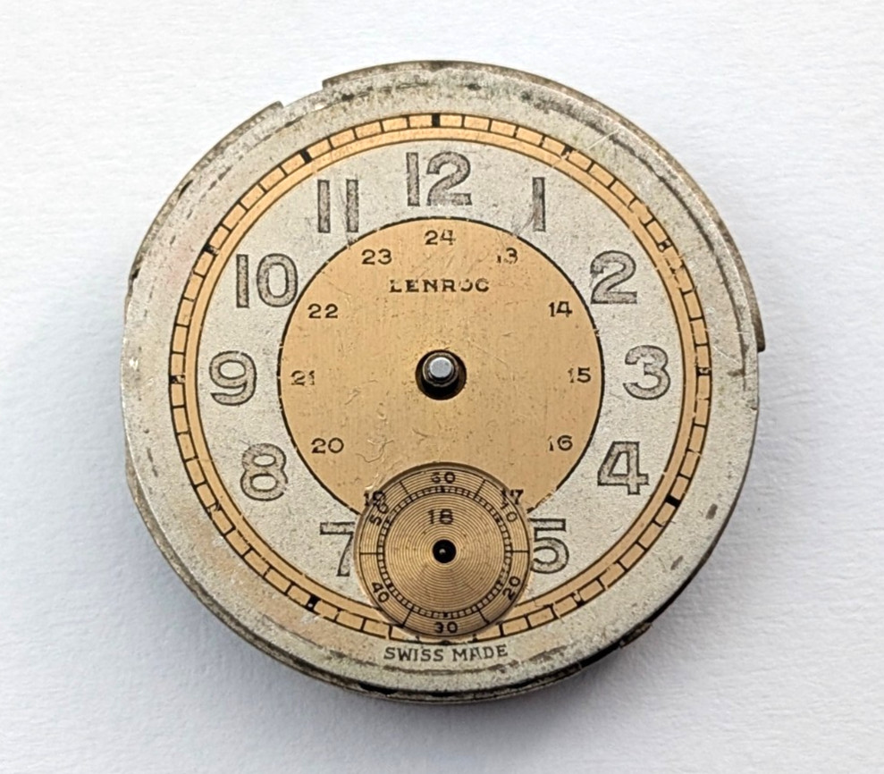 LENROC 440 15J Military Style Field Vintage Watch Movement 23mm for PARTS REPAIR