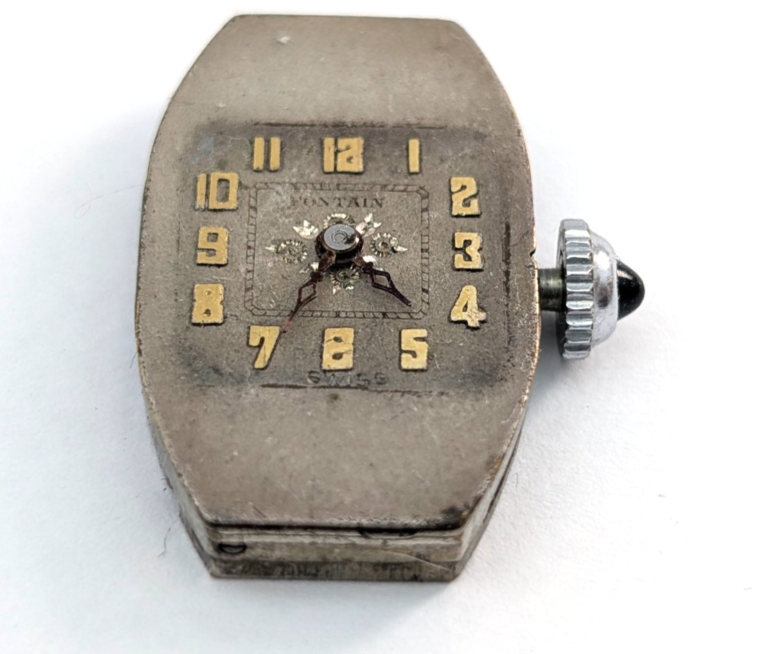 Vintage FONTAIN Helbros 10A 6j Art Deco Ladies 15mm Watch Movement PARTS REPAIR