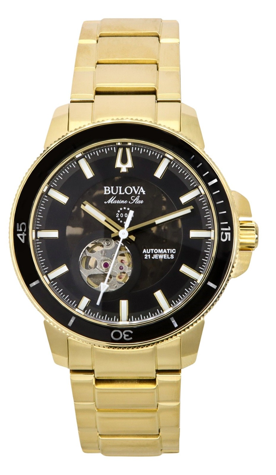 Bulova Marine Star Stainless Steel Open Heart Dial Divers 97A174 200M Mens Watch