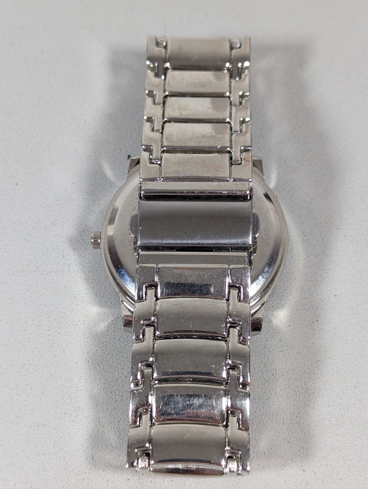 Luis Cardini White Dial Round Silver Tone Case Stainless Steel Band Watch Mens