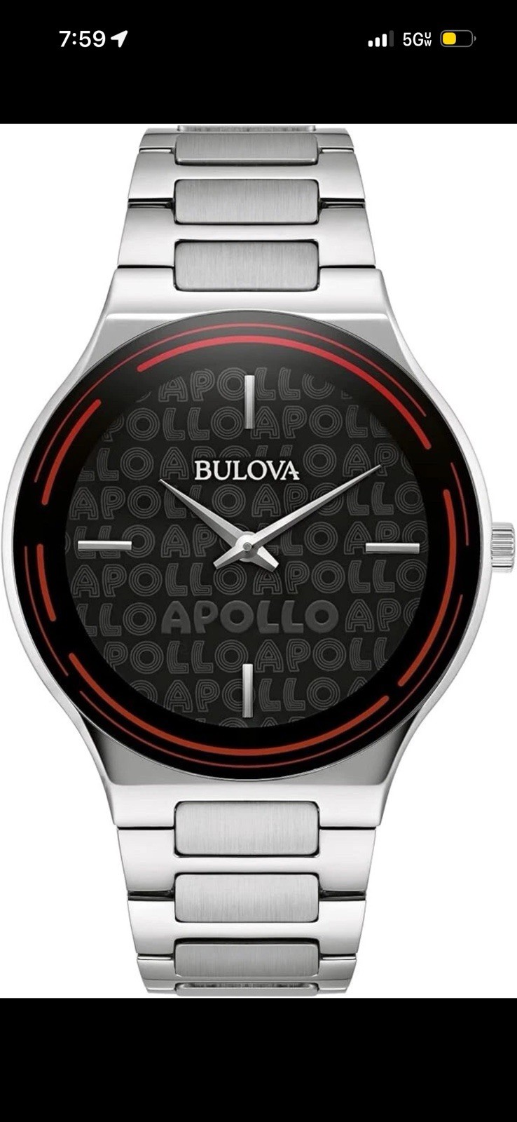 Bulova 96L309 Special Edition Apollo Theater Silver Tone Band Watch