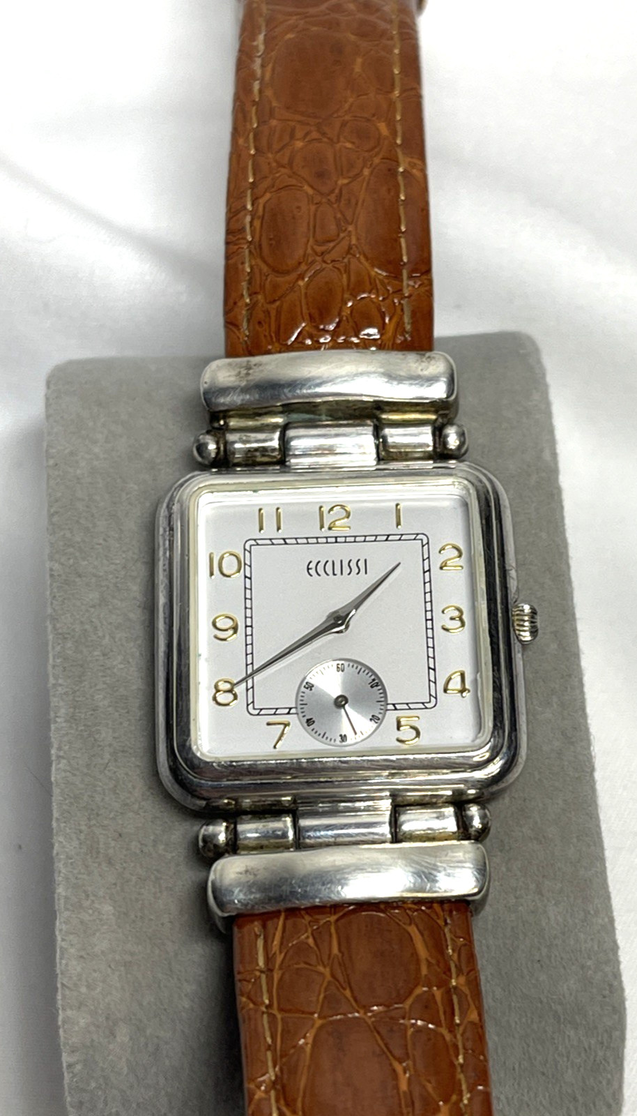 Ecclissi 787 Sterling Silver Swiss Quartz Seconds Dial Ladies Watch New Battery