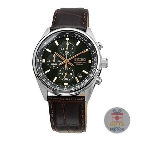 Seiko SSB385P1 Men’s Quartz Chronograph Watch 41mm Stainless Steel Leather Band
