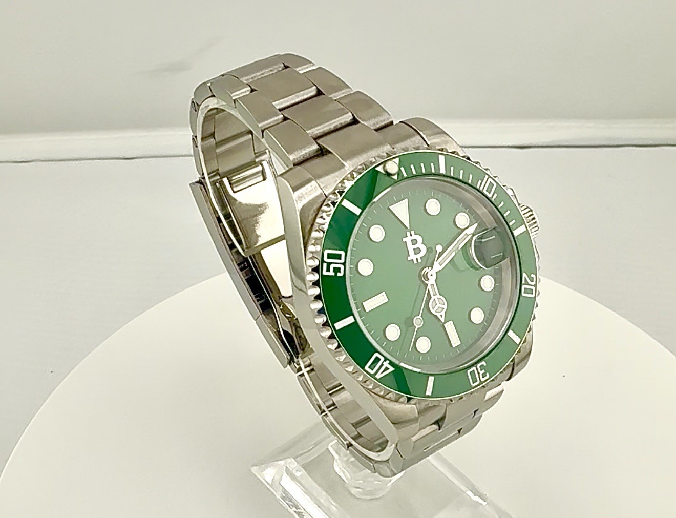 BTC Crypto Bit coin Watch Stainless Steel 21 Jewel 8215 Movement Automatic