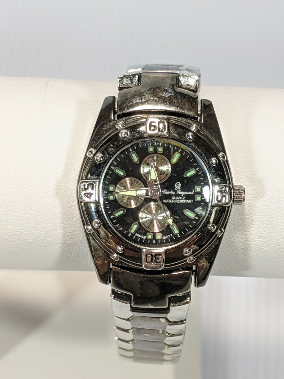 Charles Raymond New York Silver Gunmetal Gray Chrono Watch