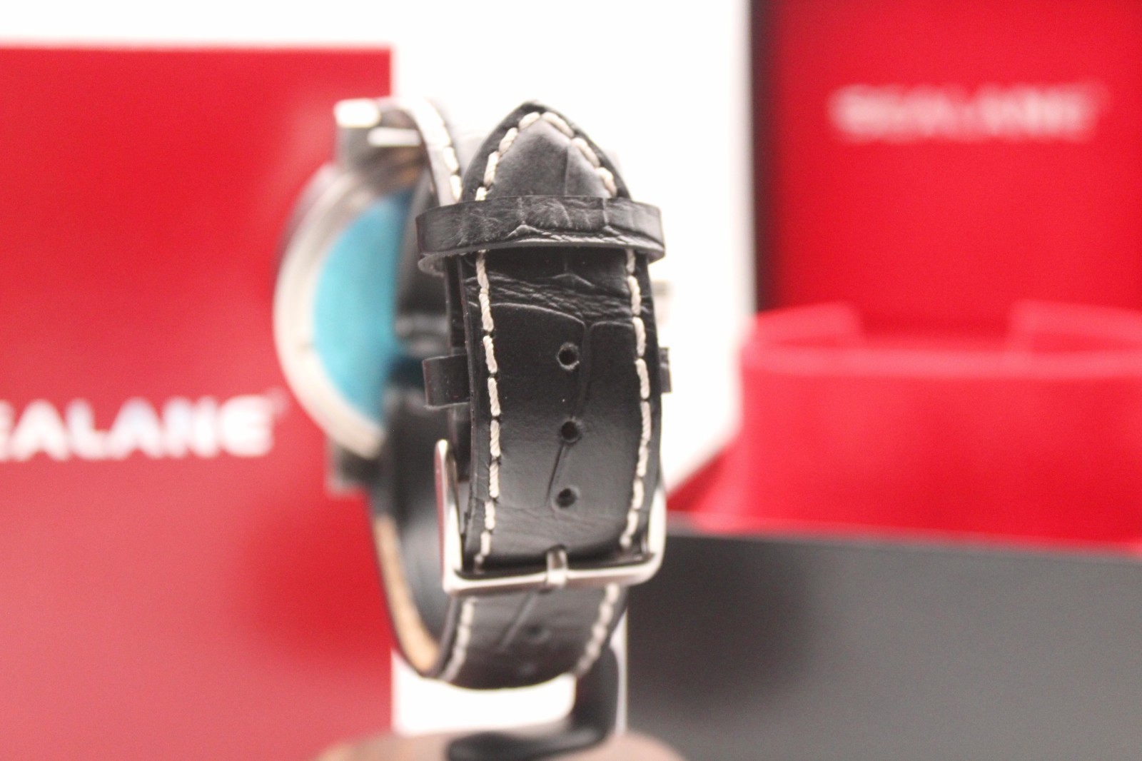Rare JDM SEALANE 10 BAR Men’s Quartz Watch 44.7mm Box & Tags Black Dial Leather