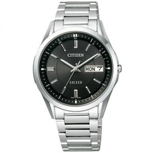 Citizen Exceed AT6030-51E Eco-Drive Analog Solar Watch Men Titanium Silver Black