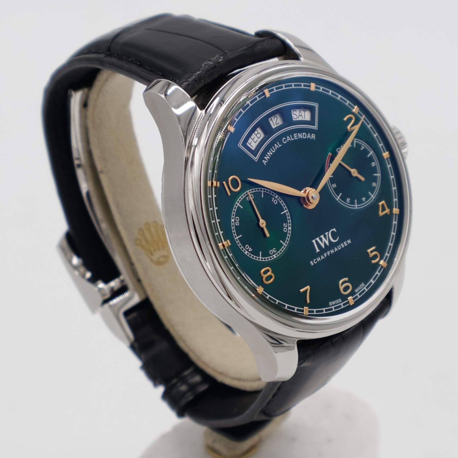 IWC Portuguese Annual Calendar Green Steel LIMITED 44mm IW503510 Leather Auto