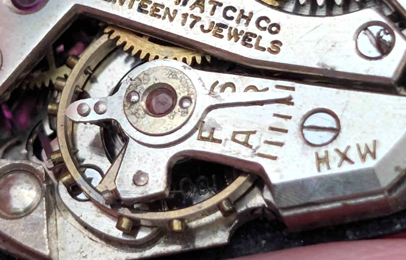 Vintage HELBROS 124 17j Black Dial Men’s 19mm Swiss Watch Movement PARTS REPAIR