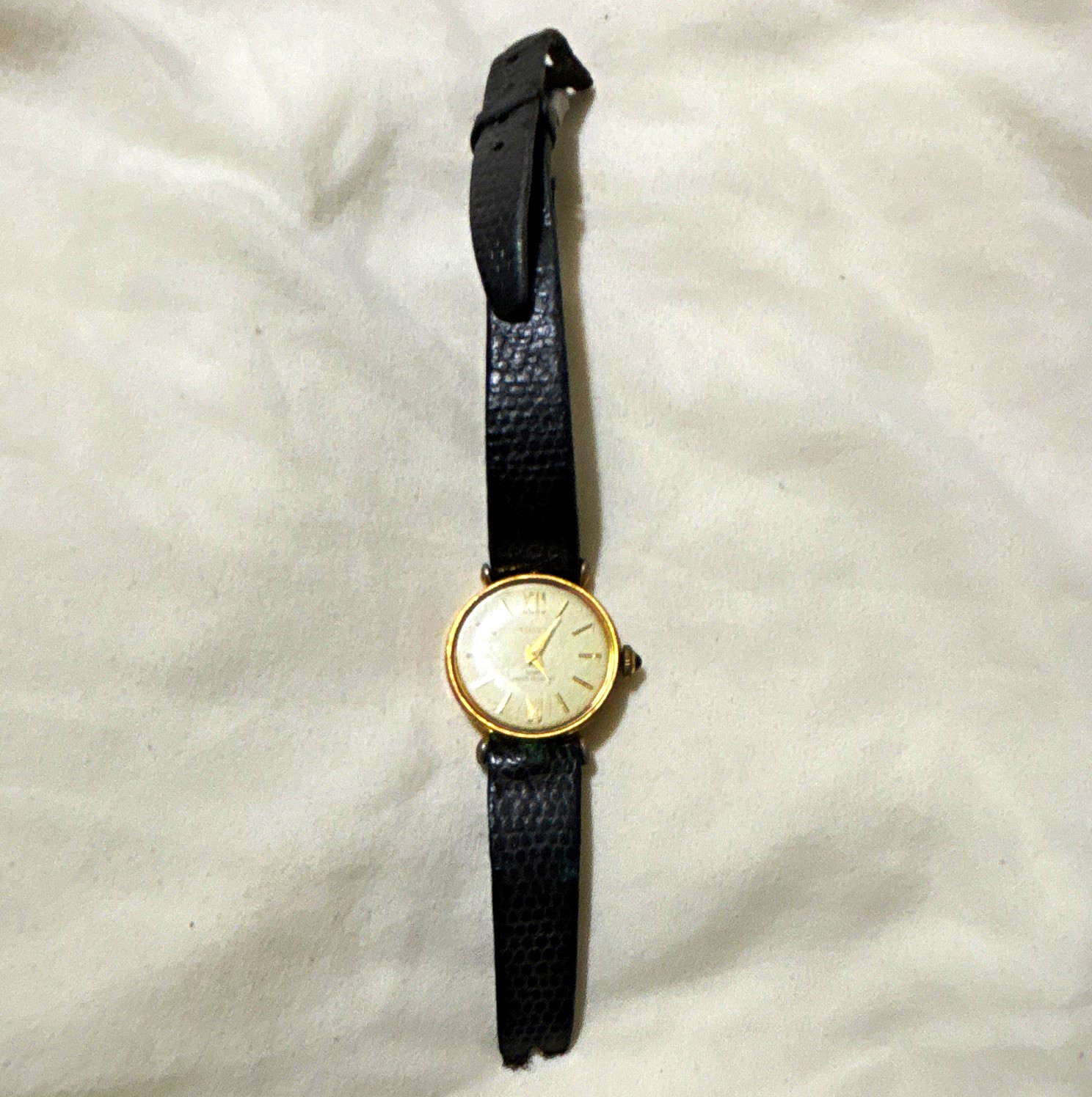 Seiko Lassale Women’s Quartz Round White Roman Dial Black Leather Need Battery
