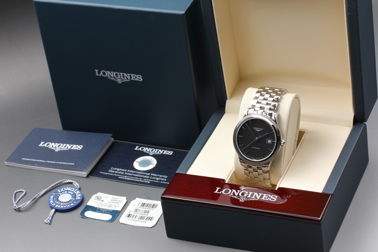 [ w/Box ] LONGINES Flagship L4.984.4.52.6 Black Auto Date Swiss Made Men’s Watch