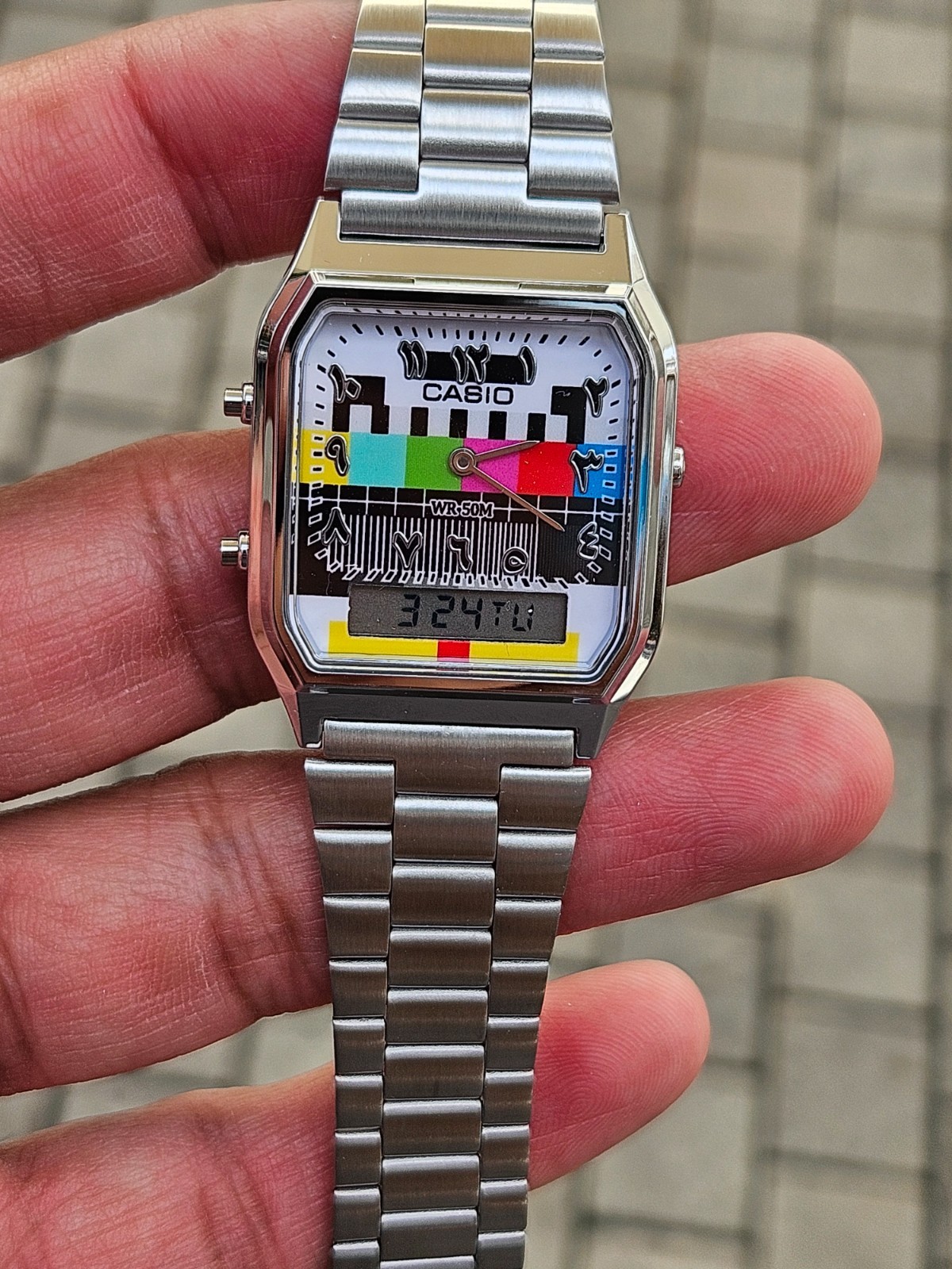 Casio AQ-230A Custom Dial Analog Digital Watch Stainless Steel Vintage Style