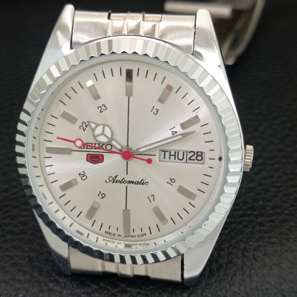 VINTAGE SEIKO 5 AUTOMATIC 6309A REFURBISHED JAPAN MENS SILVER WATCH a442813-7