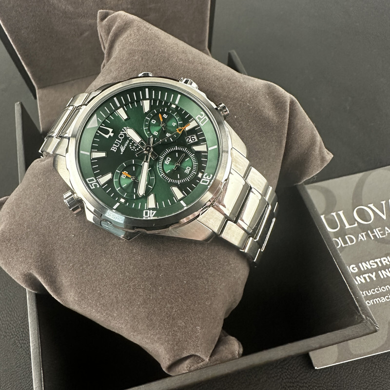 Bulova Marine Star/96B396 Chronograph green Dial 6S20/Swiss Quartz Watch 43MM