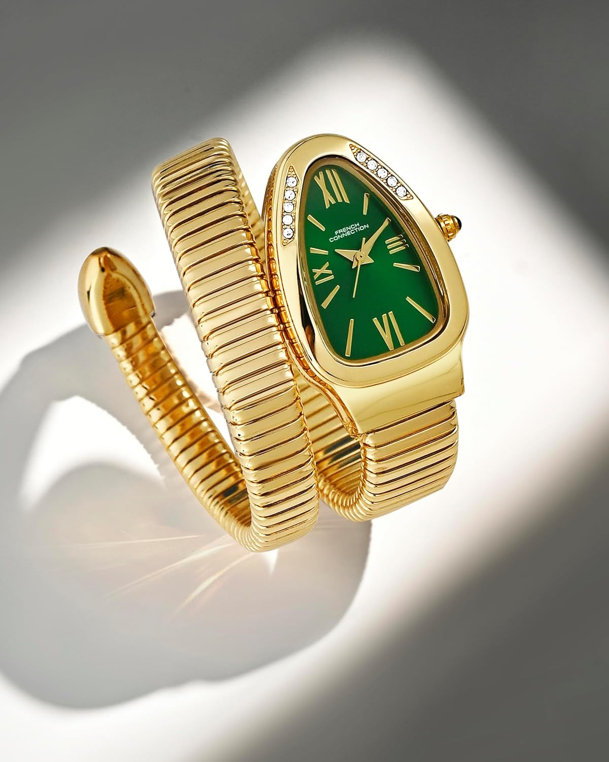 French Connection Eternelle Curve | Green Dial with Rose Gold Case | Flexible Wr