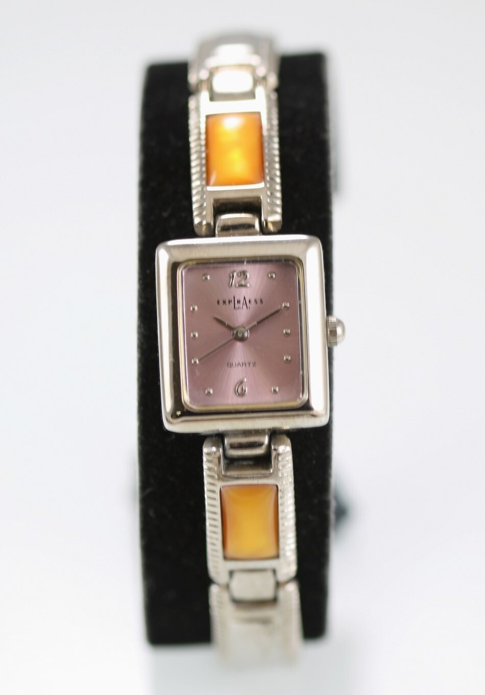 LA Express Women Watch Stainless Steel Silver Water Resist Battery Pink Quartz