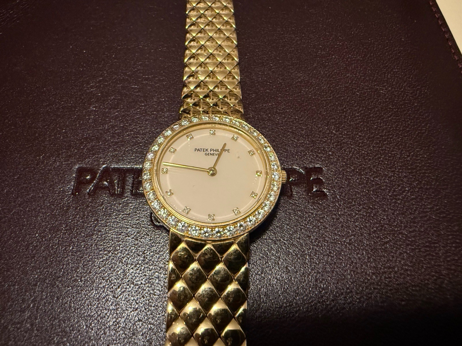 Patek Philippe Calatrava 4820/1J 18K Gold Diamond Bezel Ladies Watch Box Papers