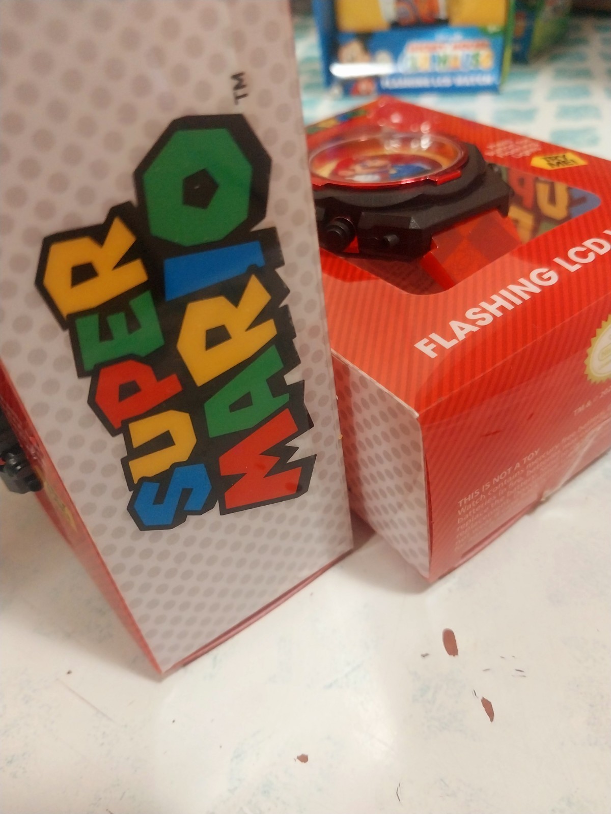 Set Of 2 Super Mario Flashing LCD Watch Unisex For Kids