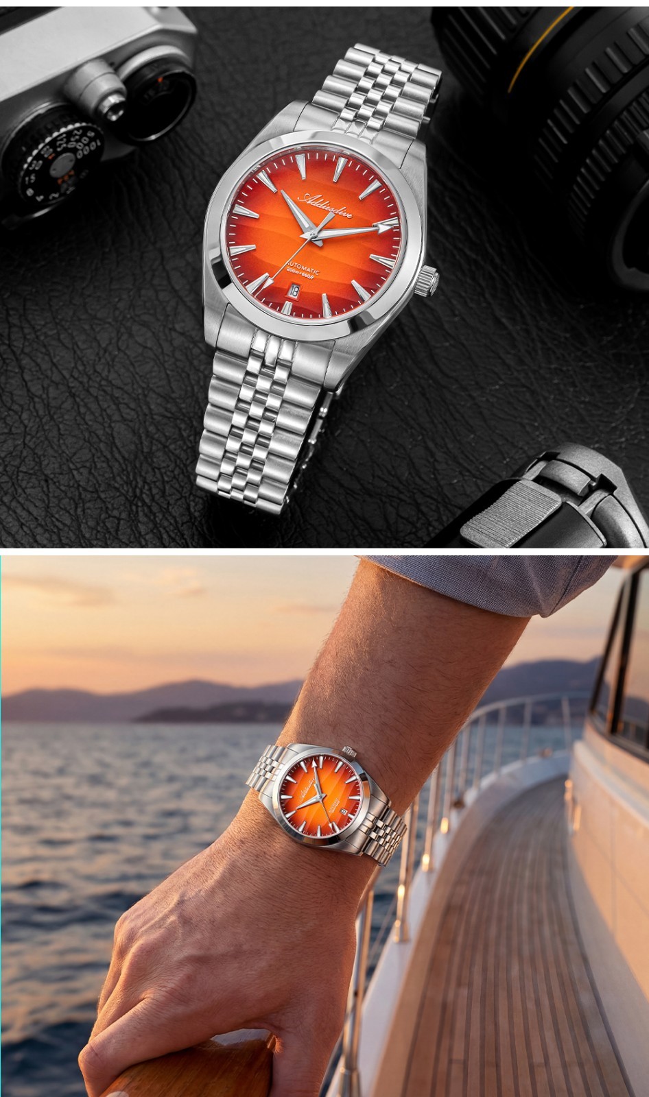 ADDIESDIVE AD2540 39mm Automatic Watch Red Wave Waterproof Citizen Miyota New