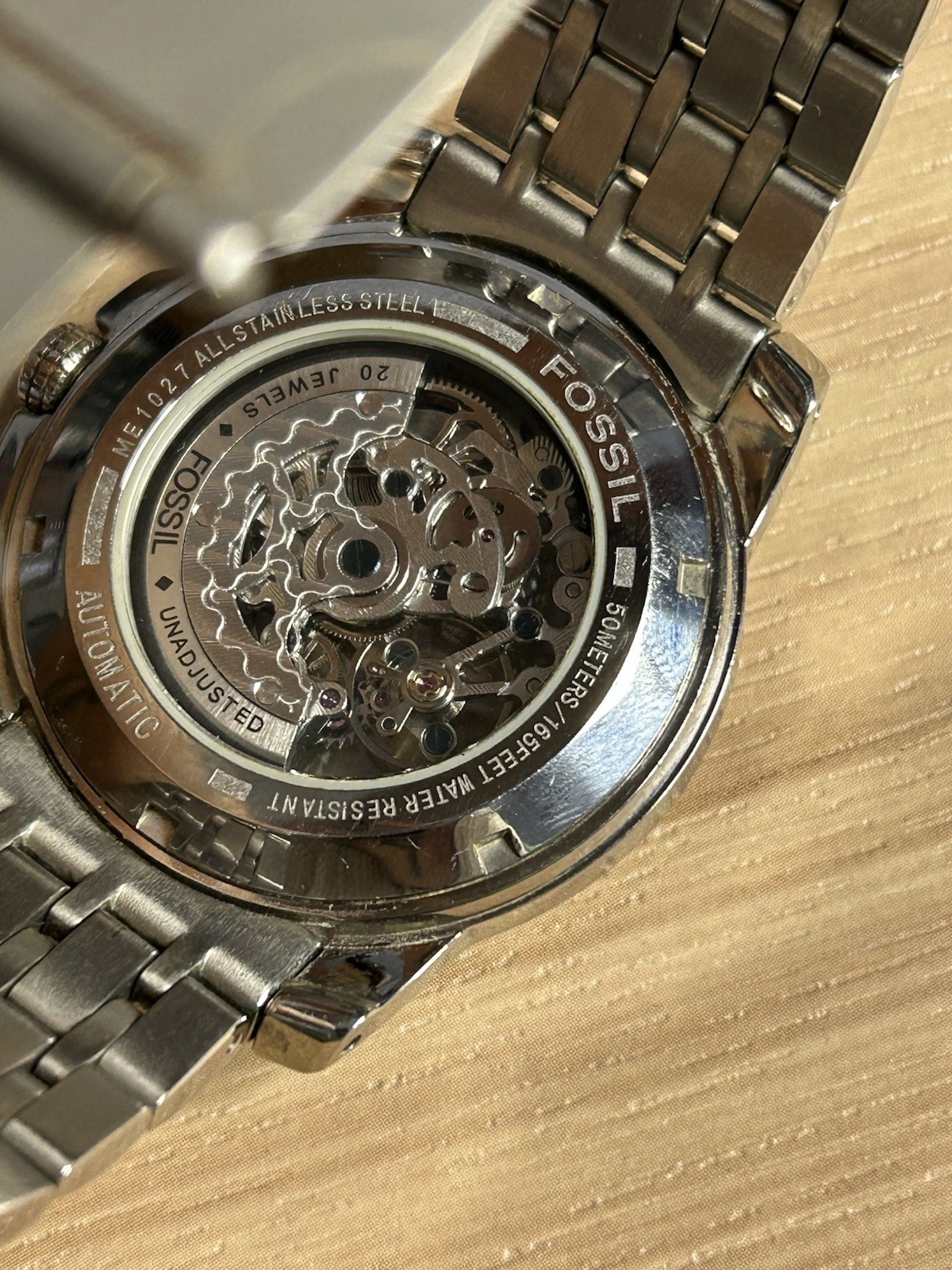 Fossil ME1027 Automatic Self-Winding Skeleton Dial SS Bracelet 45mm 50m