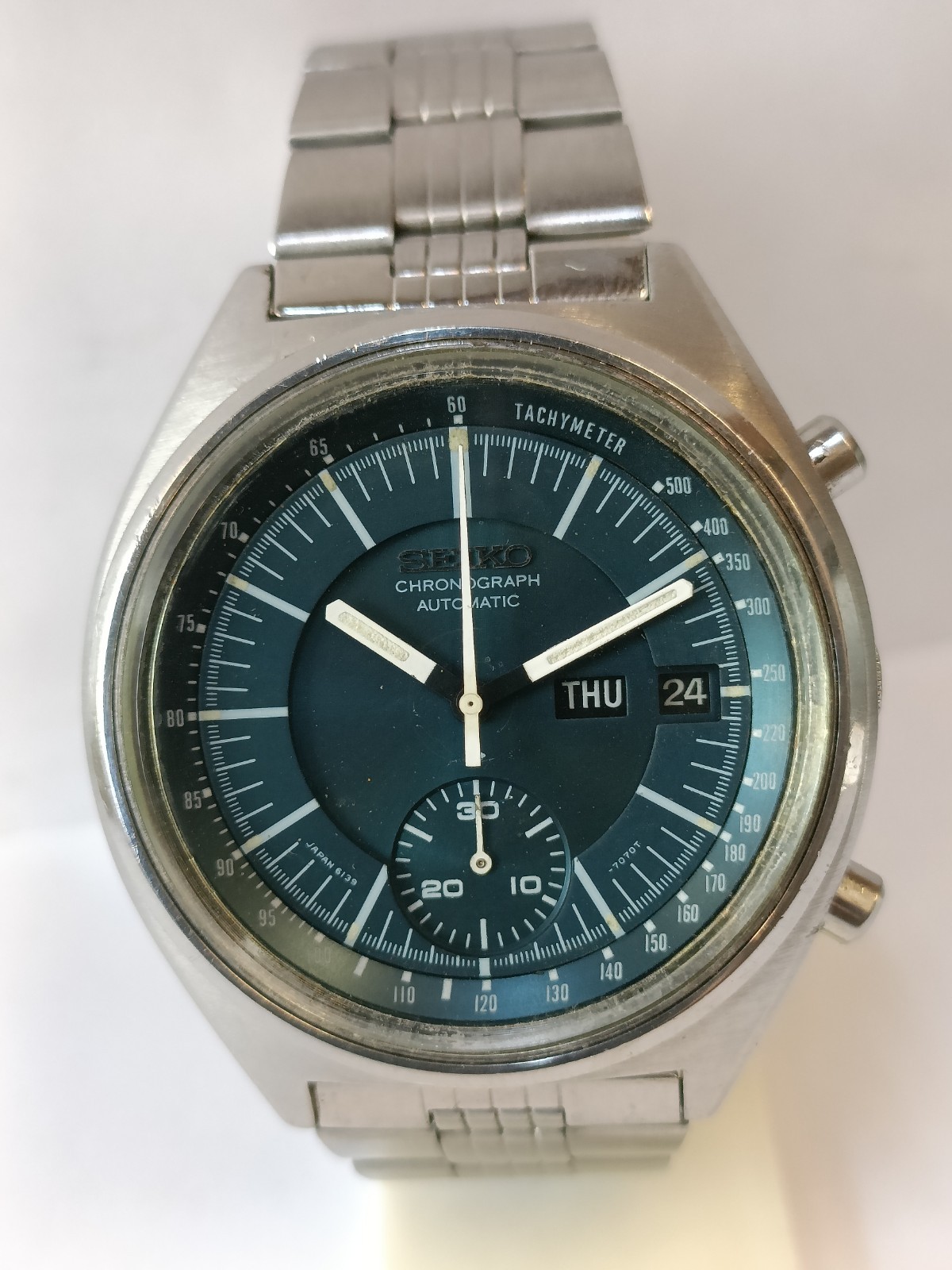 SEIKO CHRONOGRAPH AUTOMATIC BLUE DIAL 6139-7070 JAPAN MEN’S WORKING CONDITION