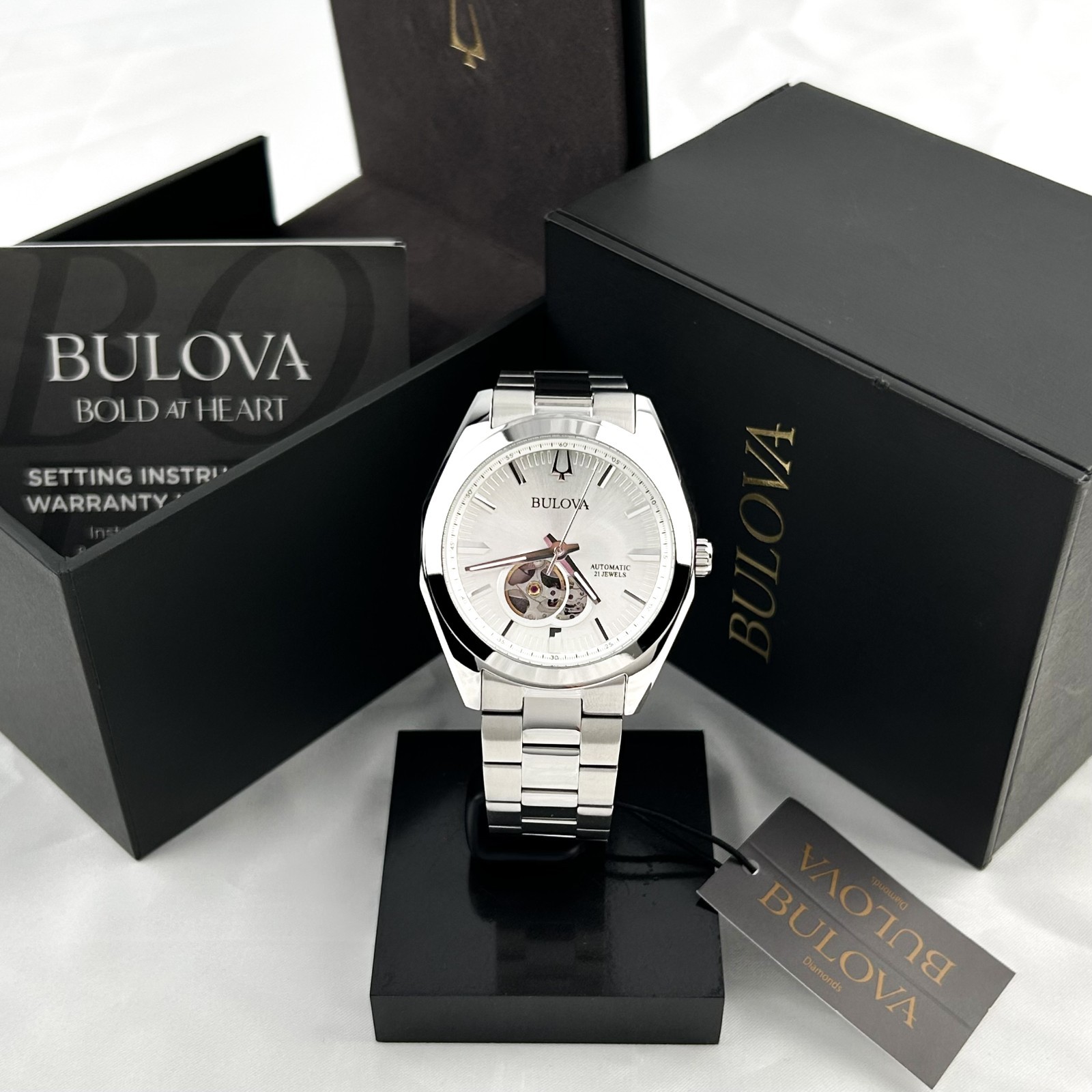 Bulova Classic Surveyor 96A274 Silver Tone Dial Men’s Automatic Watch 42mm