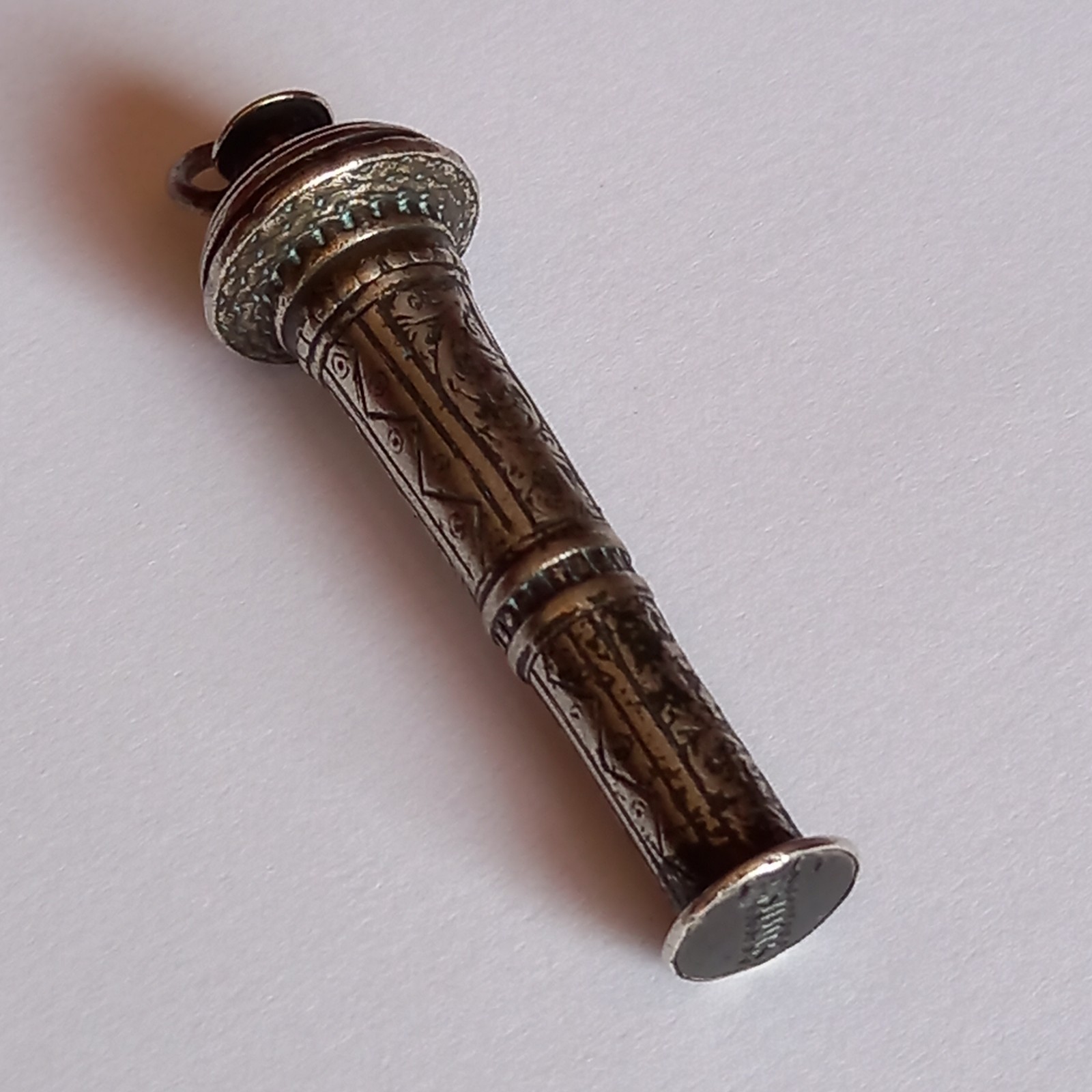 CHARMING ANTIQUE SILVER PLATED WATCH FOB SEAL….WITH CHASED DESIGN