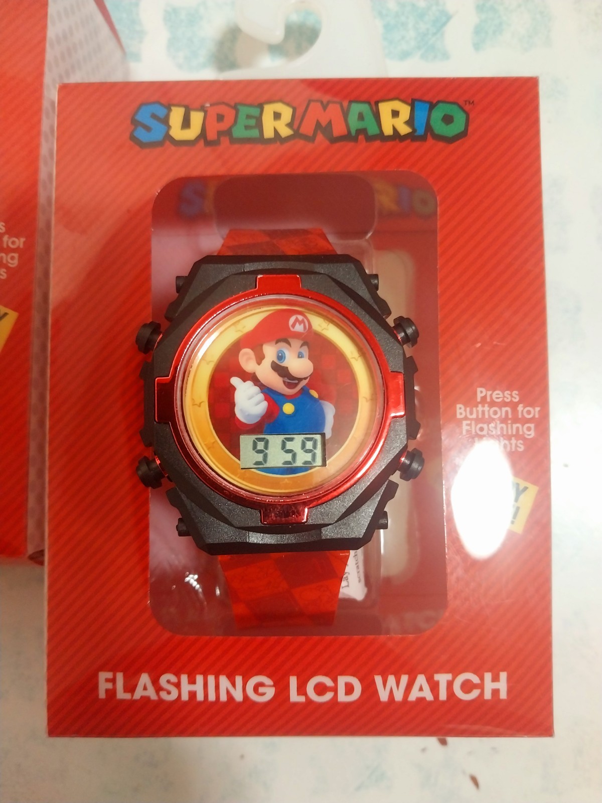 Set Of 2 Super Mario Flashing LCD Watch Unisex For Kids