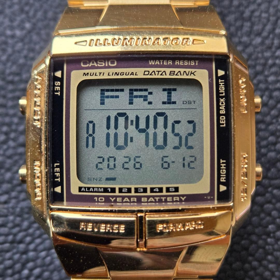 CASIO DATA BANK DB-380 Gold Digital Watch
