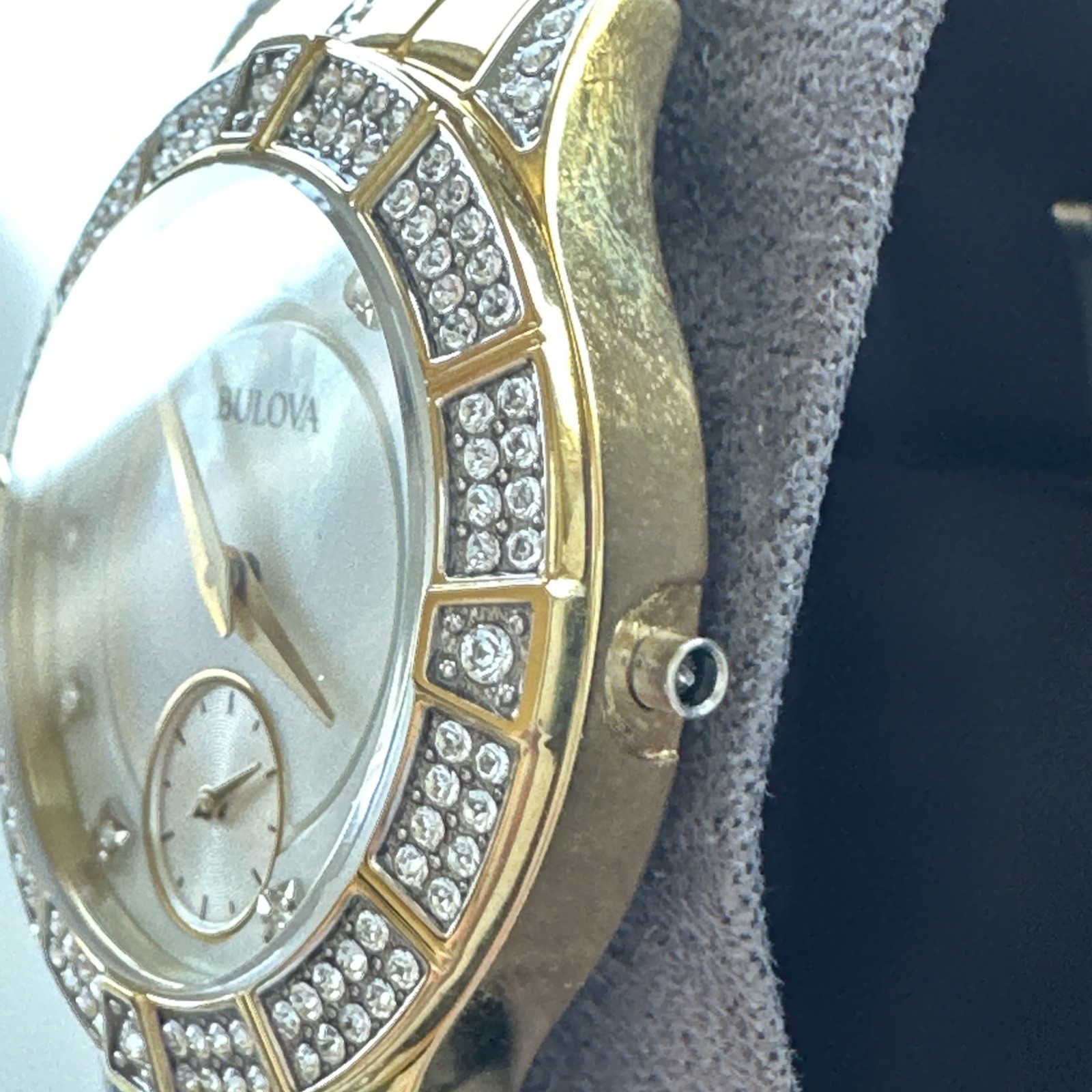 Bulova Womens Quartz Crystal Accent Gold-Tone 30.5mm Watch 98L283 *NO STEM/CROWN