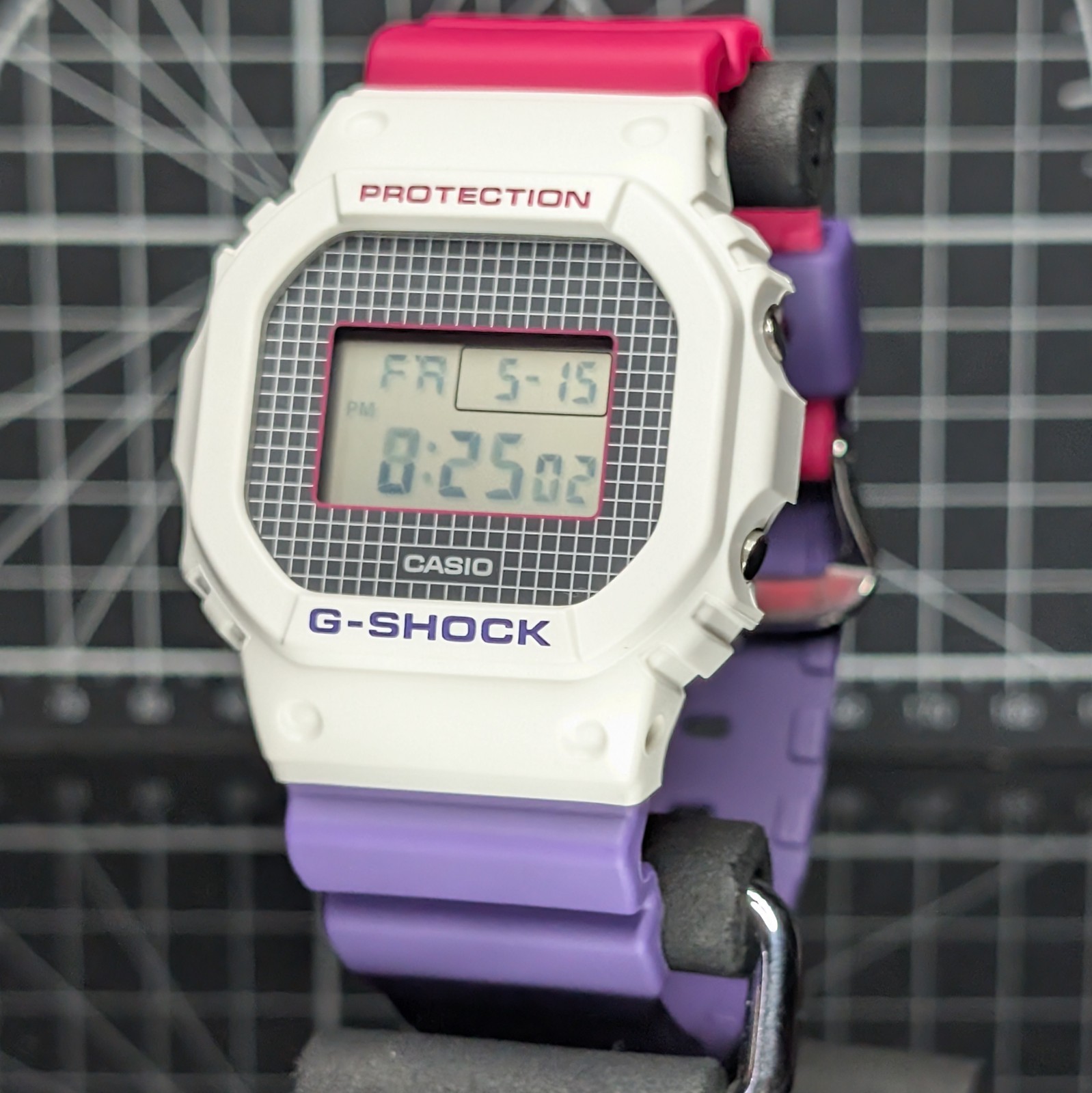 Casio G-Shock THROWBACK DW-5600 White Purple Pink Digital Classic DW-5600THB-7
