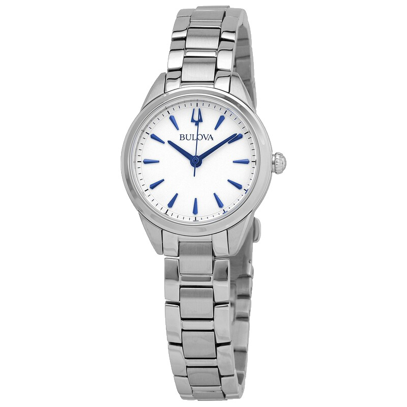 BULOVA SUTTON 96L285 WHITE DIAL SILVER BRACELET QUARTZ 28MM WOMENS WATCH