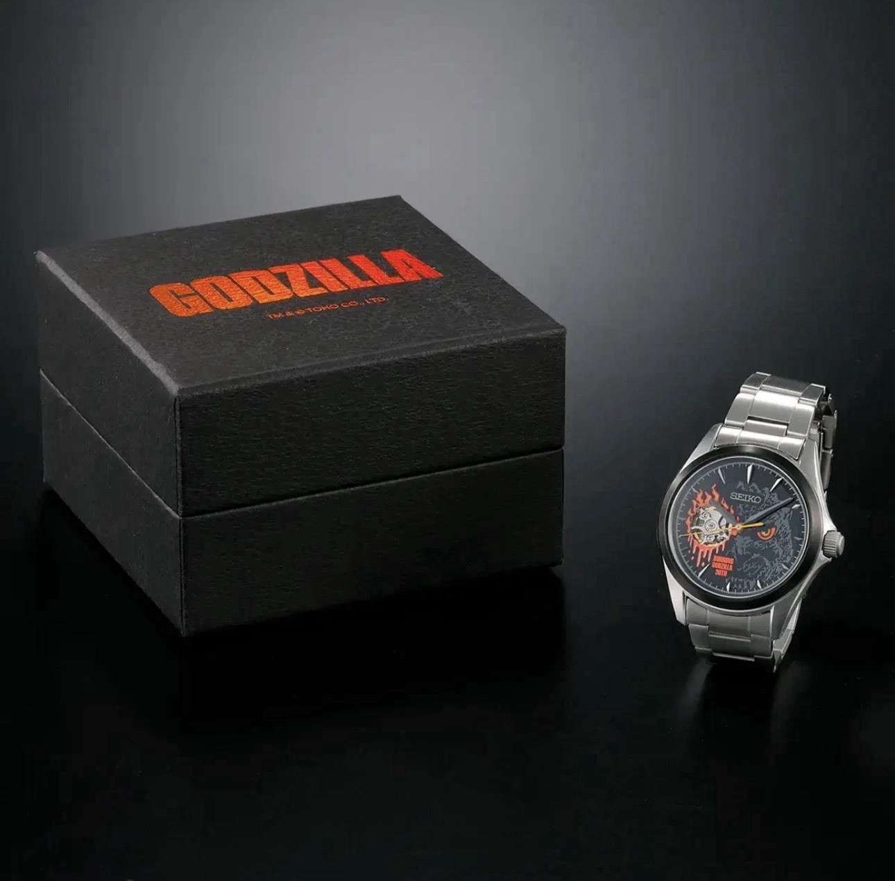 Seiko Godzilla 30th Automatic Skeleton Dial SS Watch 10 Bar w/ Box Manual