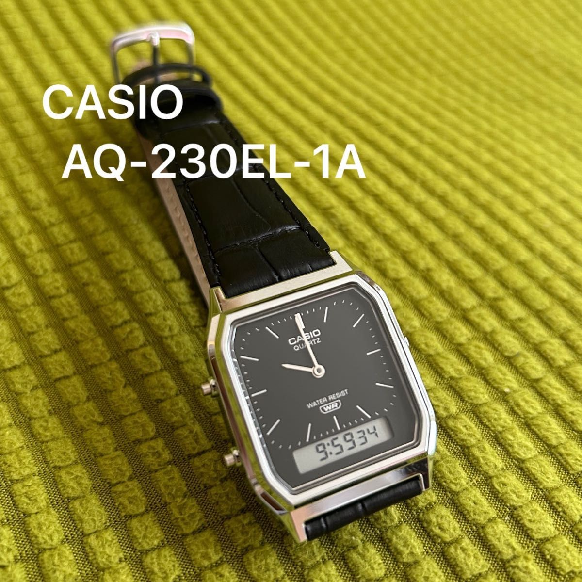CASIO AQ-230EL-1A Ana-Digi Watch Black Leather Band