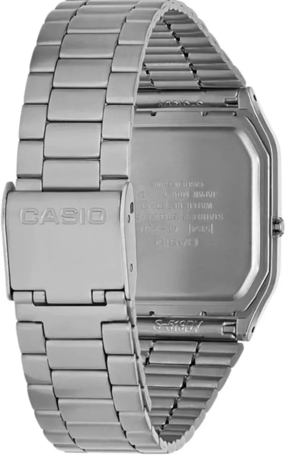 Casio AQ-230A Dual Time Silver Retro Stainless Steel Analog Digital Watch 38.8mm