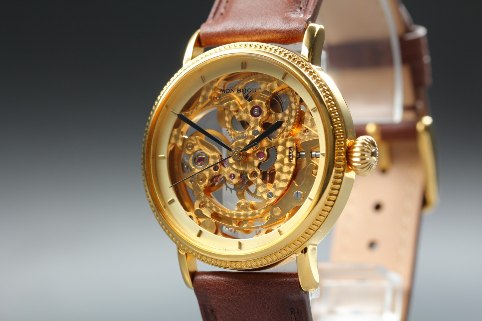 ORIENT Mon Bijou 483501-90 Skeleton 34mm Gold Hando Winding Mens Watch NEAR MINT