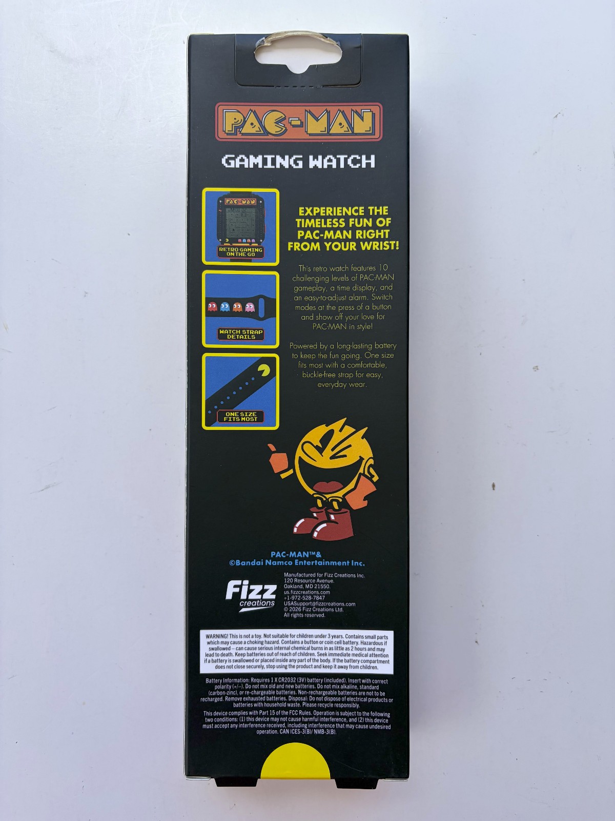 Fizz Creations Pac-Man Retro Digital Gaming Watch Wristwatch