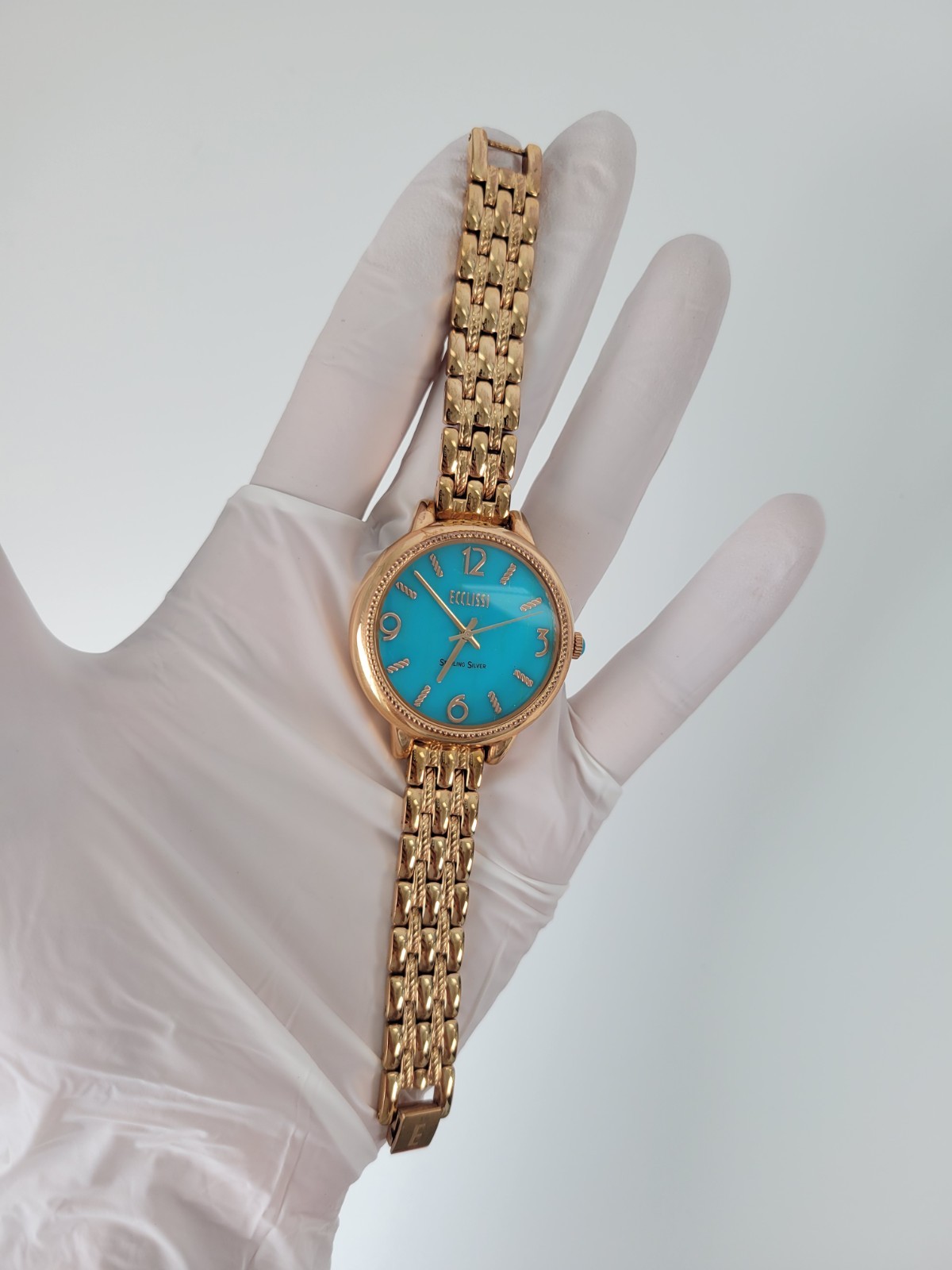 Ecclissi Sterling Silver Turquoise Blue Dial Gold Tone Women’s Quartz Watch